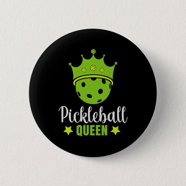 Pickleball Queen Funny Pickle Boll Queen Knapp (Framsida)