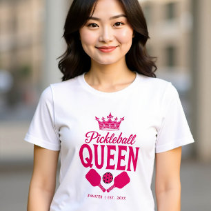 Pickleball Queen Funny Rosa Personlig Gift T Shirt