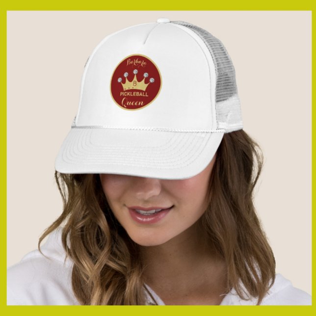 Pickleball Queen Glam Glitz Monogram Namn Guld Keps (Skapare uppladdad)