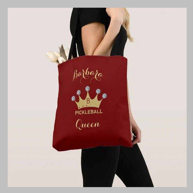 Pickleball Queen Glam Glitz Monogram Namn Guld Tygkasse (Skapare uppladdad)