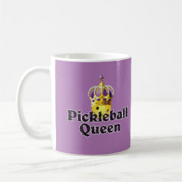 Pickleball Queen, Gult Boll Lila, Guld Krona Kaffemugg