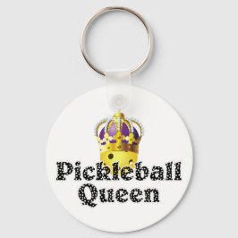 Pickleball Queen, Gult Boll Lila, Guld Krona Nyckelring