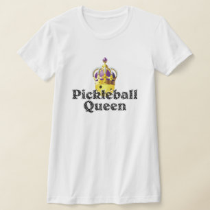 Pickleball Queen, Gult Boll Lila, Guld Krona T Shirt