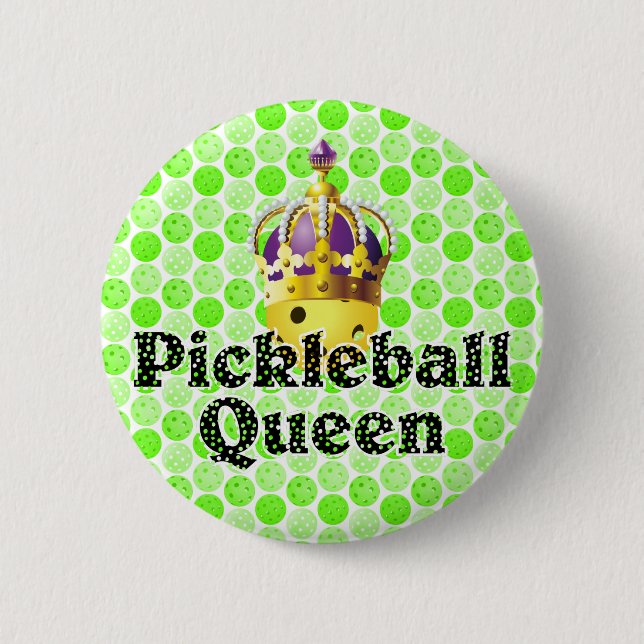Pickleball Queen Gult Boll vid Krona Lila Knapp (Framsida)