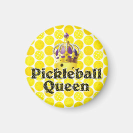 Pickleball Queen - Gult Pickleball Wearing Krona Magnet