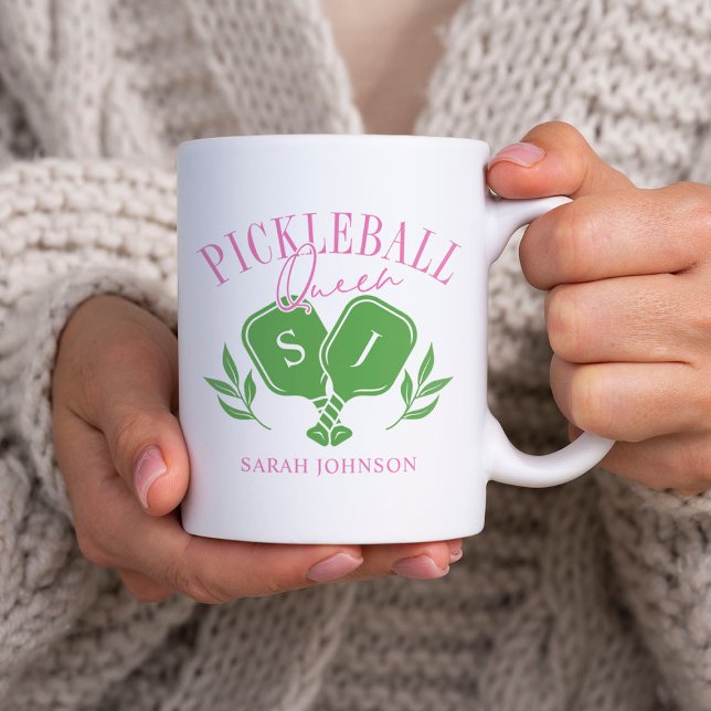 Pickleball Queen Logotyp Monogram eget namn Kaffemugg (Skapare uppladdad)