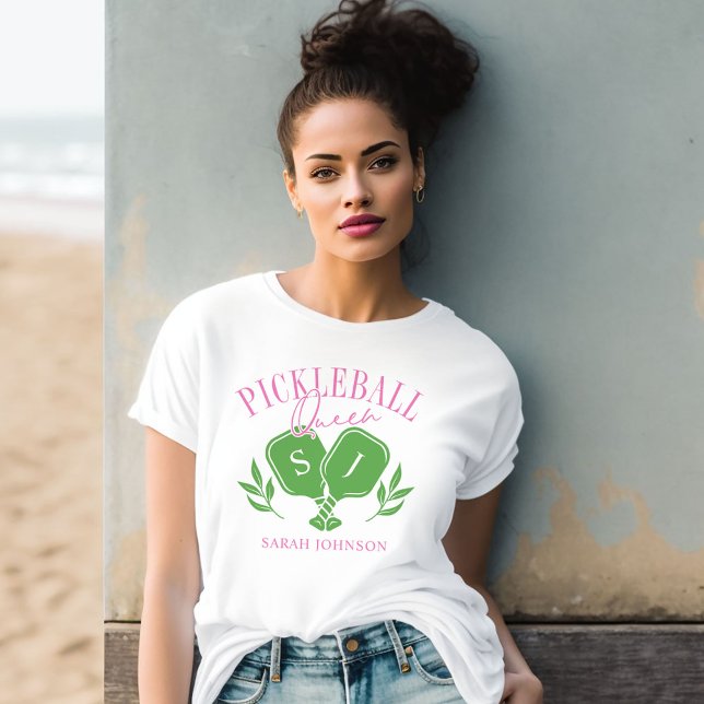Pickleball Queen Logotyp Monogram eget namn T Shirt (Skapare uppladdad)