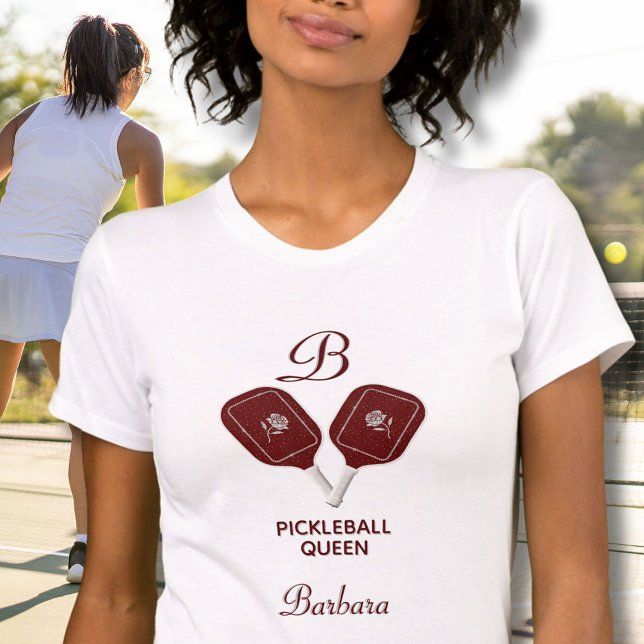 Pickleball Queen Namn Monogram Bella+Canvas T Shirt (Skapare uppladdad)