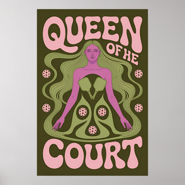 Pickleball Queen Of The Court Art Poster (Framsidan)