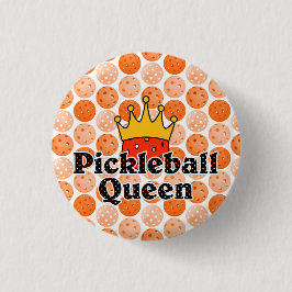 Pickleball Queen - Orange Boll Wearing Guld Krona Knapp