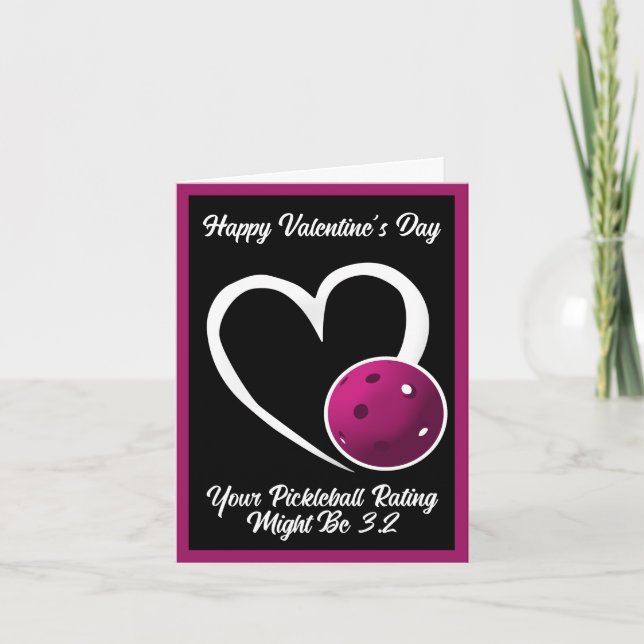 Pickleball Rating Valentine Heart Lila Kort (Framsida)