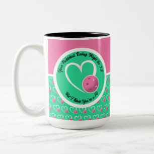 Pickleball Rating Valentine Heart Rosa Turkos Två-Tonad Mugg