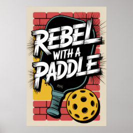 Pickleball-rebell med en paddelkonstaffisch poster