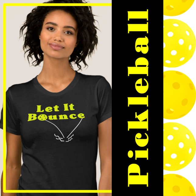 Pickleball  regel - låt den studsa, Gult Boll T Shirt (Pickleball serving rule - let it bounce - yellow pickleballs.)
