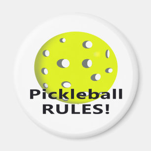 Pickleball regler! Med gul bollsvarttext Magnet