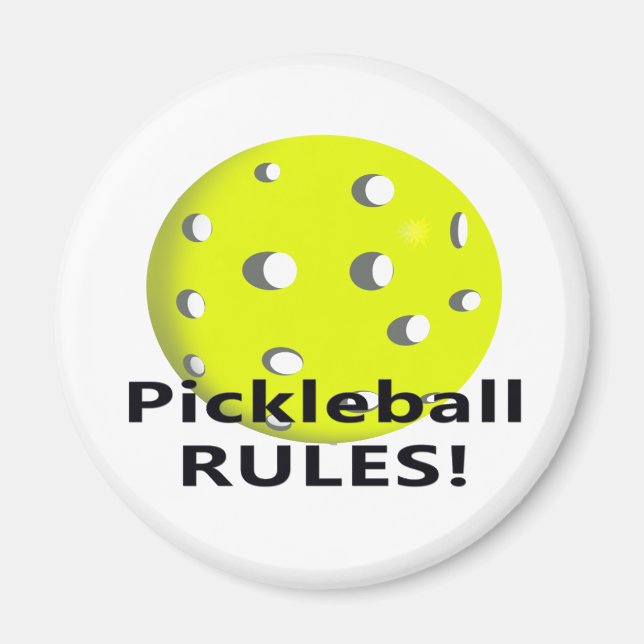Pickleball Regler! Med svart gult boll Magnet (Framsidan)