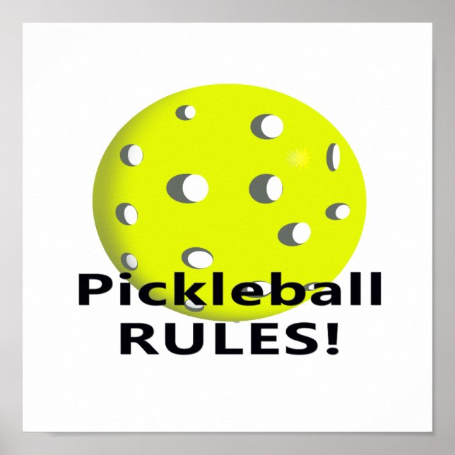 Pickleball Regler! Med svart gult boll Poster (Framsidan)