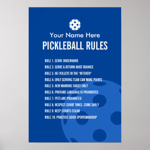 Pickleball regler och etiquette poster tecken