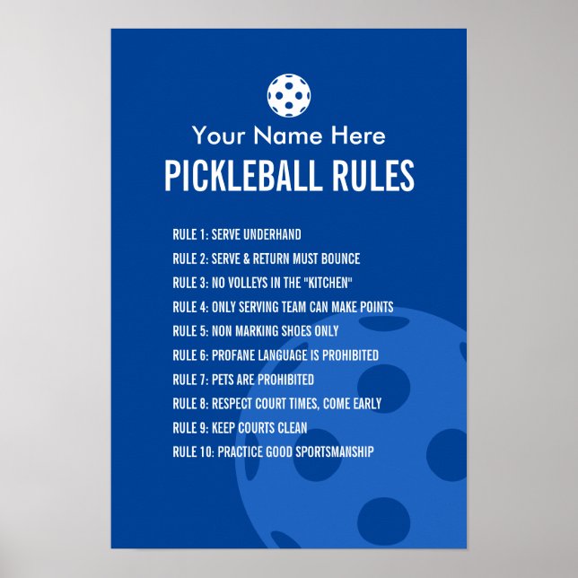 Pickleball regler och etiquette poster tecken (Framsidan)