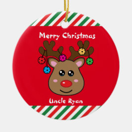 Pickleball Reindeer 🎄 keramiska prydnadsföremål Julgransprydnad Keramik