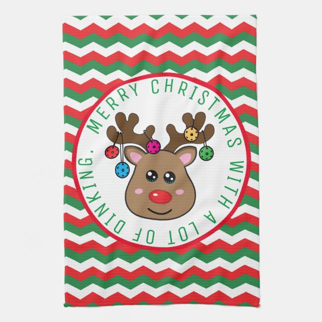 Pickleball Reindeer Kitchen Towel Kökshandduk (Vertikal)