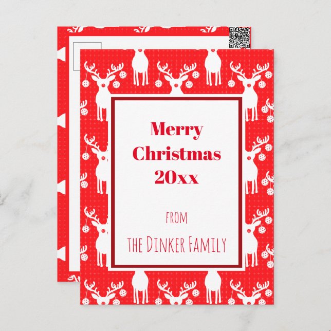 Pickleball Reindeers God jul 🎁 Vykort (Fram/baksida)