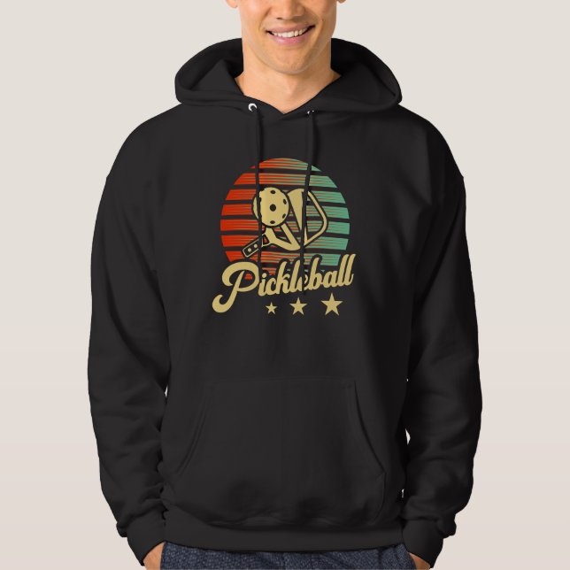 Pickleball Retro Pickleball Player Hoodie (Framsida)