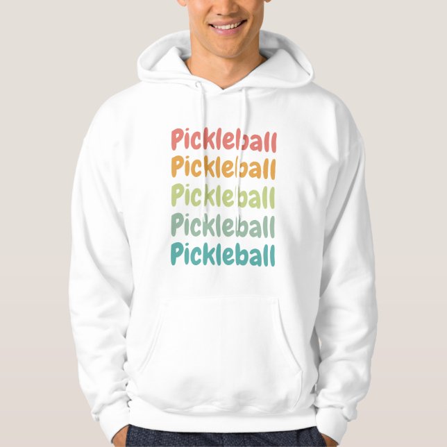 Pickleball Retro Pickleball Player Hoodie (Framsida)