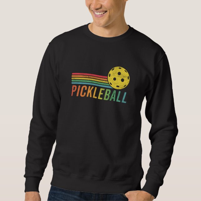 Pickleball Retro Sunset Sport Game Pickle Boll Flä Lång Ärmad Tröja (Framsida)