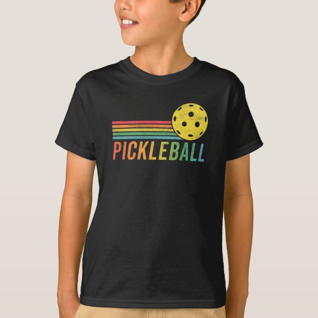 Pickleball Retro Sunset Sport Game Pickle Boll Flä T Shirt (Framsida)