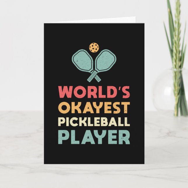 Pickleball Retro World's Okayest Pickleball Player Kort (Framsida)