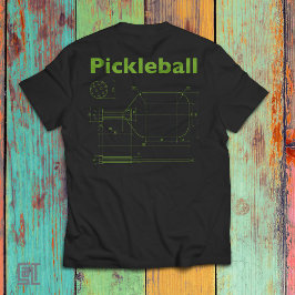 Pickleball Ritning Paddle Design  Rolig Retro T Shirt