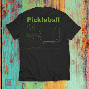 Pickleball Ritning Paddle Design  Rolig Retro T Shirt