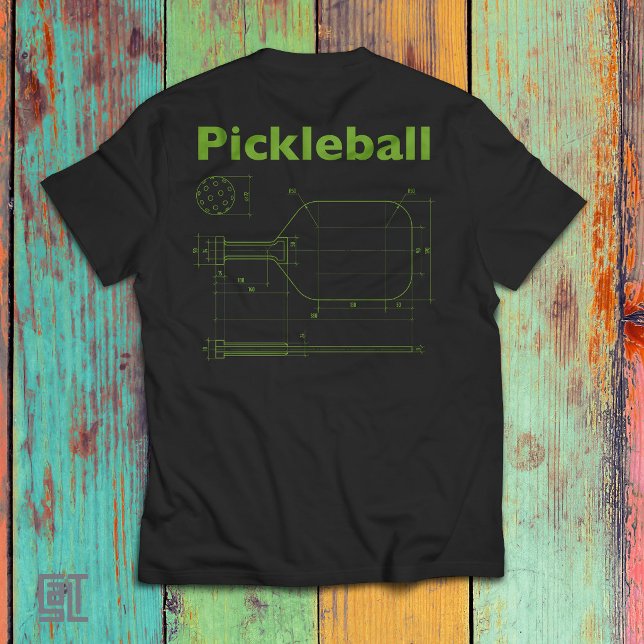 Pickleball Ritning Paddle Design  Rolig Retro T Shirt (Skapare uppladdad)