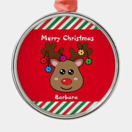 Pickleball röd renar 🎄 julgransprydnad metall