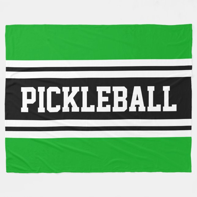 PICKLEBALL Roligt Bright Grönt Black Tävla Rand Fleecefilt (Framsidan (Horisontell))
