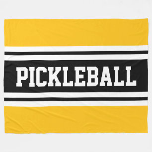 PICKLEBALL Roligt Bright Gult Black Tävla Rand Fleecefilt