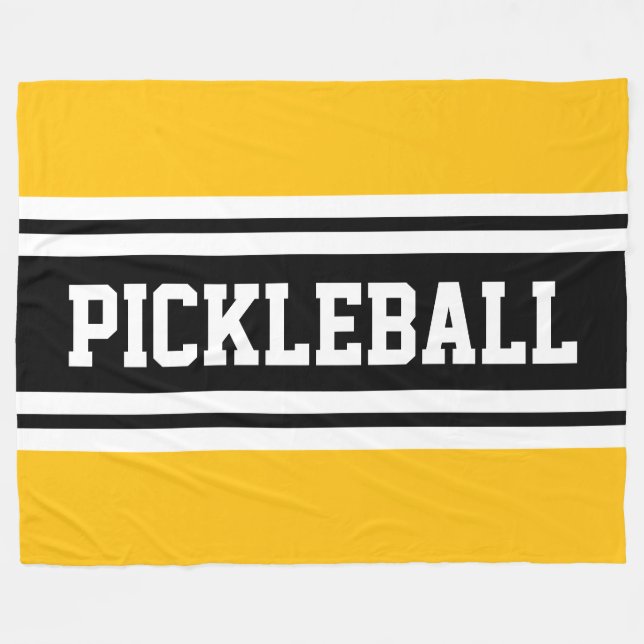 PICKLEBALL Roligt Bright Gult Black Tävla Rand Fleecefilt (Framsidan (Horisontell))