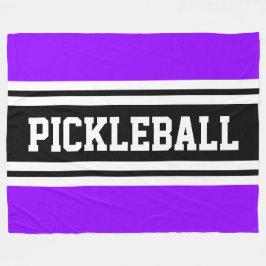 PICKLEBALL Roligt Bright Lila Black Tävla Rand Fleecefilt