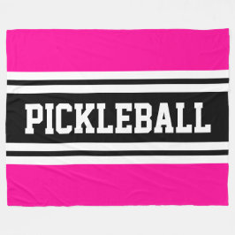 PICKLEBALL Roligt Bright Rosa Black Tävla Rand Fleecefilt