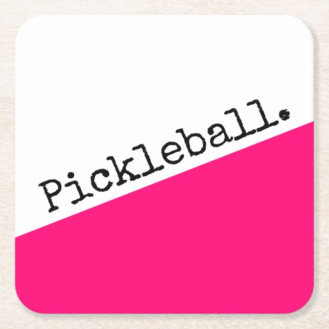 PICKLEBALL Roligt Fet Rosa Vit diagonal färgblock Underlägg Papper Kvadrat (Framsidan)