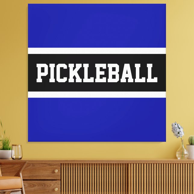 PICKLEBALL Roligt Royal Navy Blue White Rand Canvastryck (Insitu (Vardagsrum))