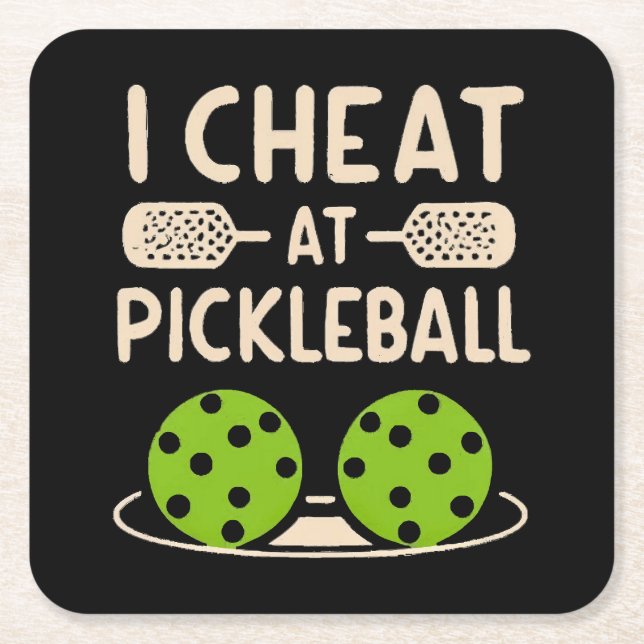 Pickleball Roligt Underlägg Papper Kvadrat (Framsidan)