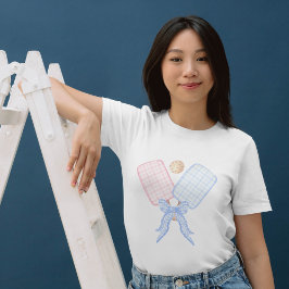 Pickleball Rosa Blue RIbbon Coquette T Shirt