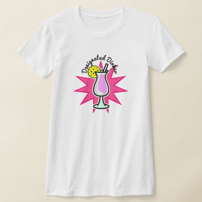 Pickleball Rosa Drink Cocktail-designat dinker T Shirt (Laydown)