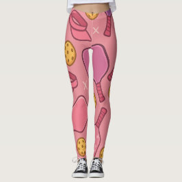Pickleball Rosa Paddle Mönster Sporty Leggings