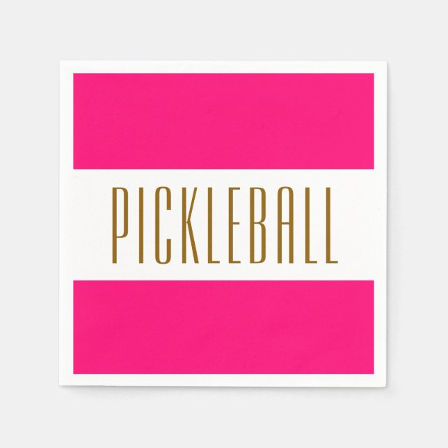 PICKLEBALL-Rosa Vit Rand Pappersservett (Framsidan)