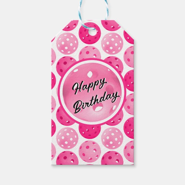 Pickleball Rosa & White Picklebollar Personlig Presentetikett (Framsidan)