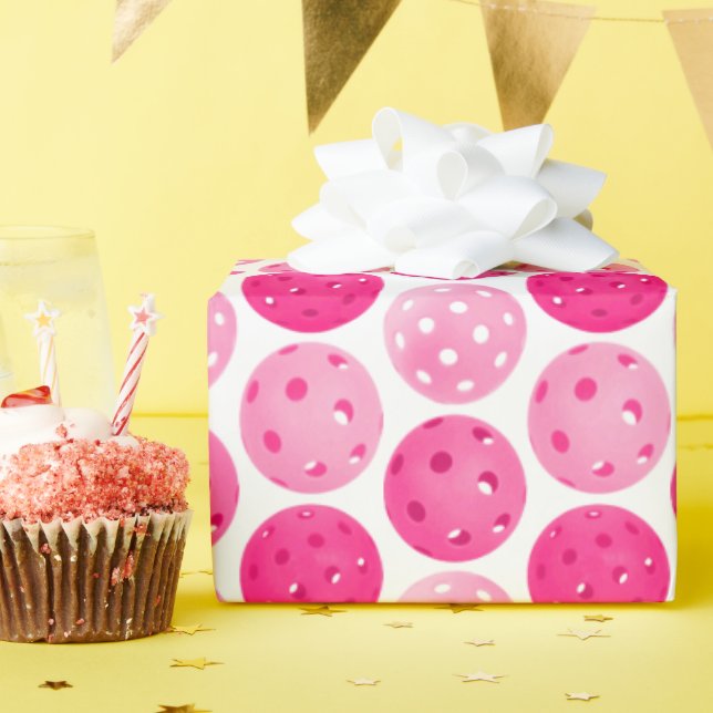 Pickleball Rosa & White Picklebollar Personlig Presentpapper (Födelsedagsfest)