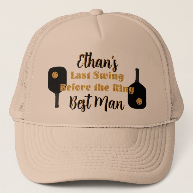 Pickleball Sällgubbarnas Party Svart Guld Personli Keps (Framsida)